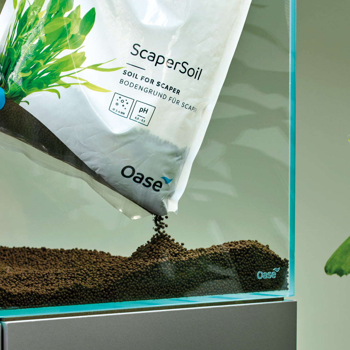 OASE black soil pouring into aquarium